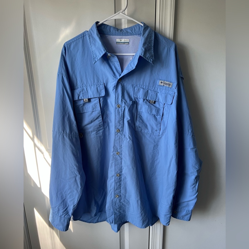 Columbia Sky Blue PFG Fishing Shirt